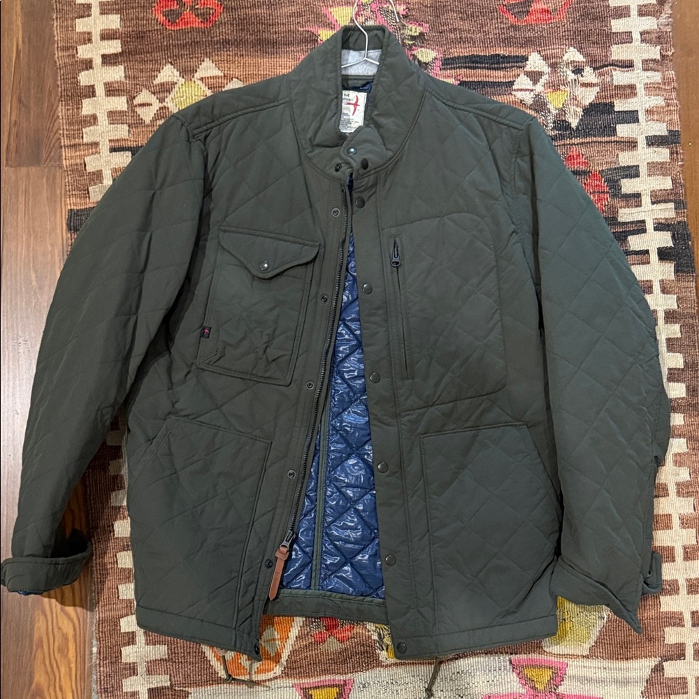 New Relwen Men's Quilted Military Jacket - Dark Green